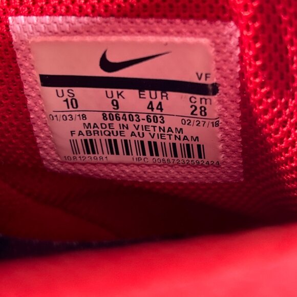 Nike Air Force 1 High Top Red Shoes Mens Size 10 Chenille Swoosh Sneakers AF1 BF - Picture 11 of 12